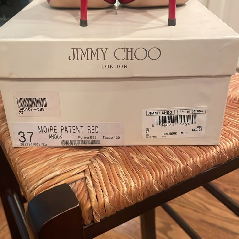 Jimmy Choo Red Patent Leather Pointed Toe Stiletto Pumps - Picture 6 of 8
